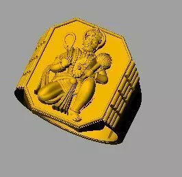 hanuman gold ring with lord ganesha 3D print model_0