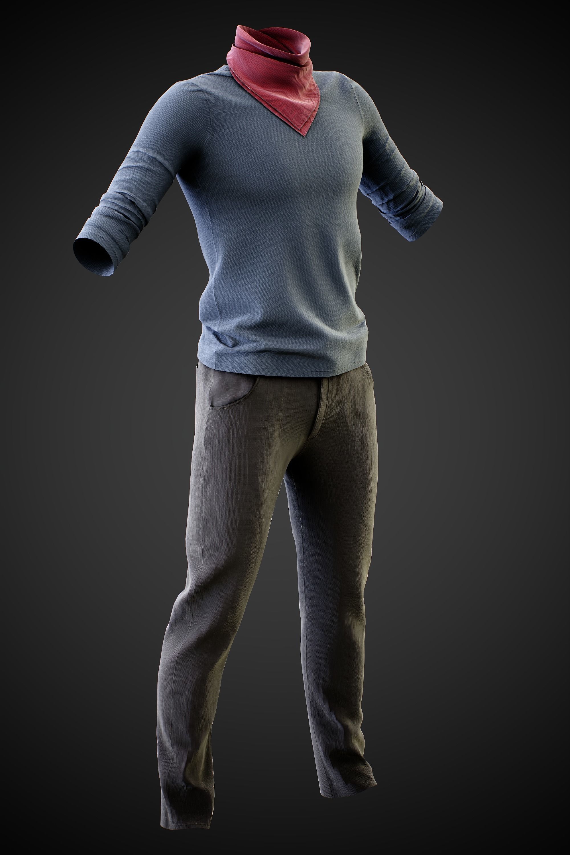 Low Poly Male Outfit 3D Model with PBR Textures Low-poly 3D model_3