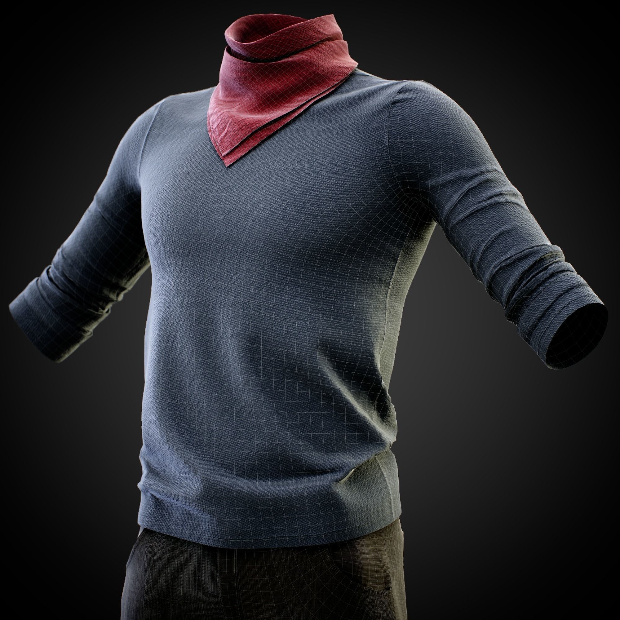 Low Poly Male Outfit 3D Model with PBR Textures Low-poly 3D model_2