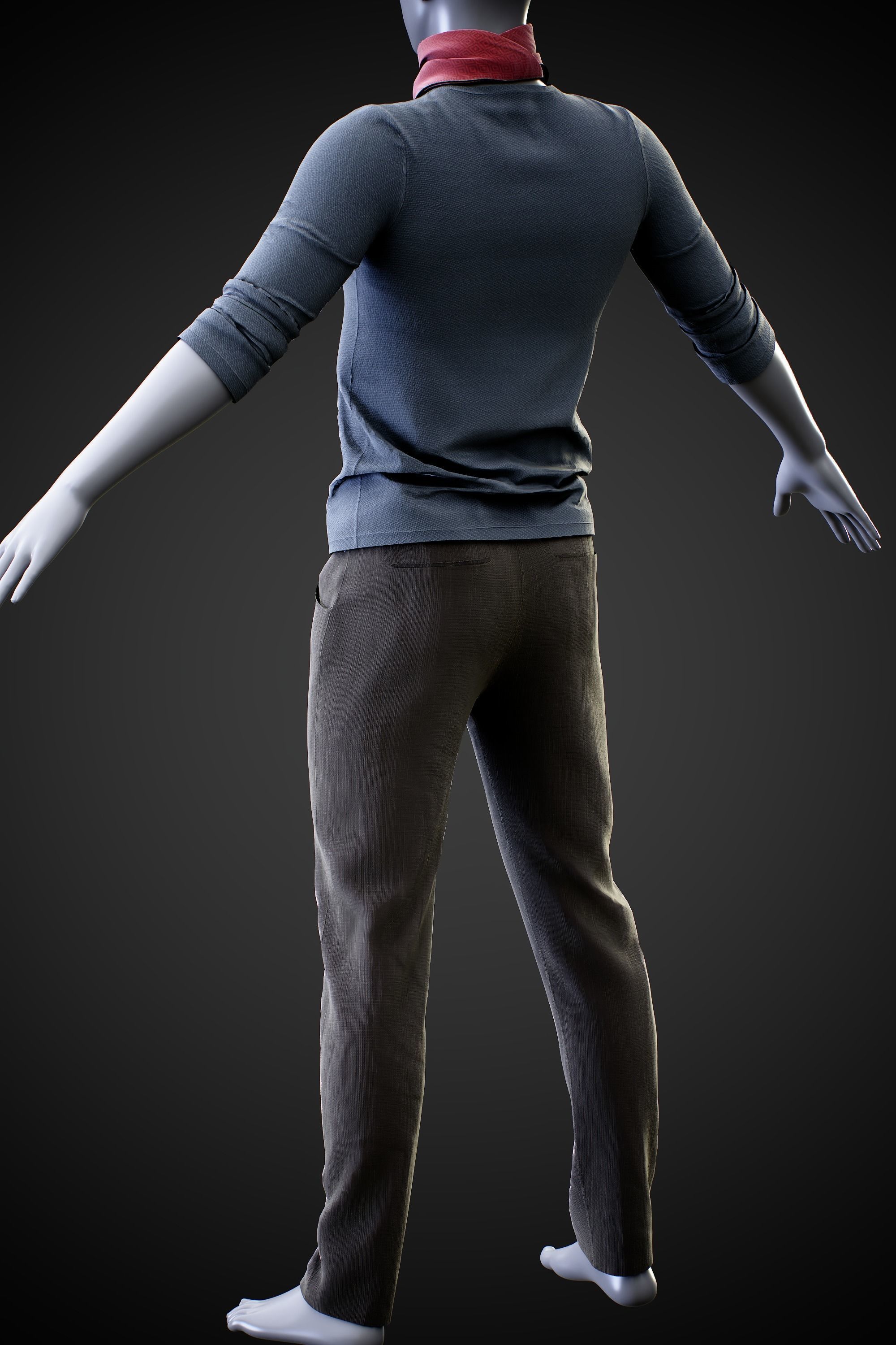 Low Poly Male Outfit 3D Model with PBR Textures Low-poly 3D model_4