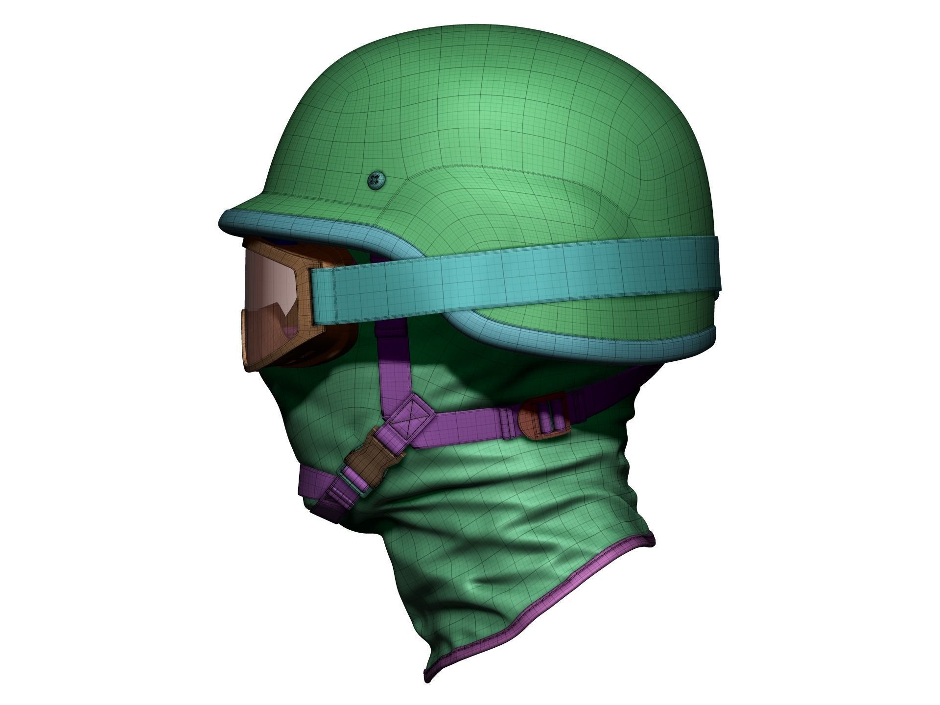 Police Helmet and Glasses - Low Poly and High Poly 3D model_20