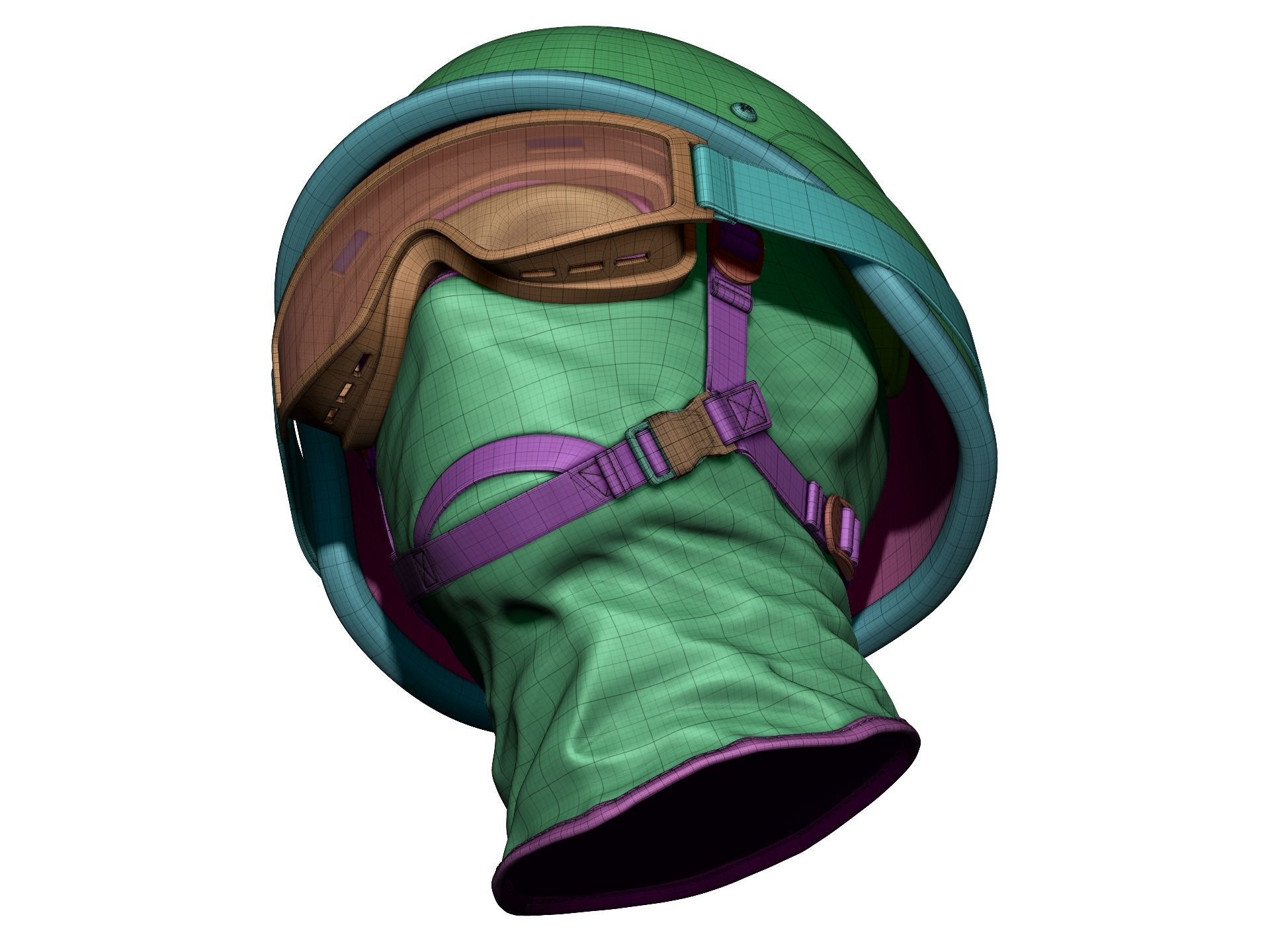 Police Helmet and Glasses - Low Poly and High Poly 3D model_25