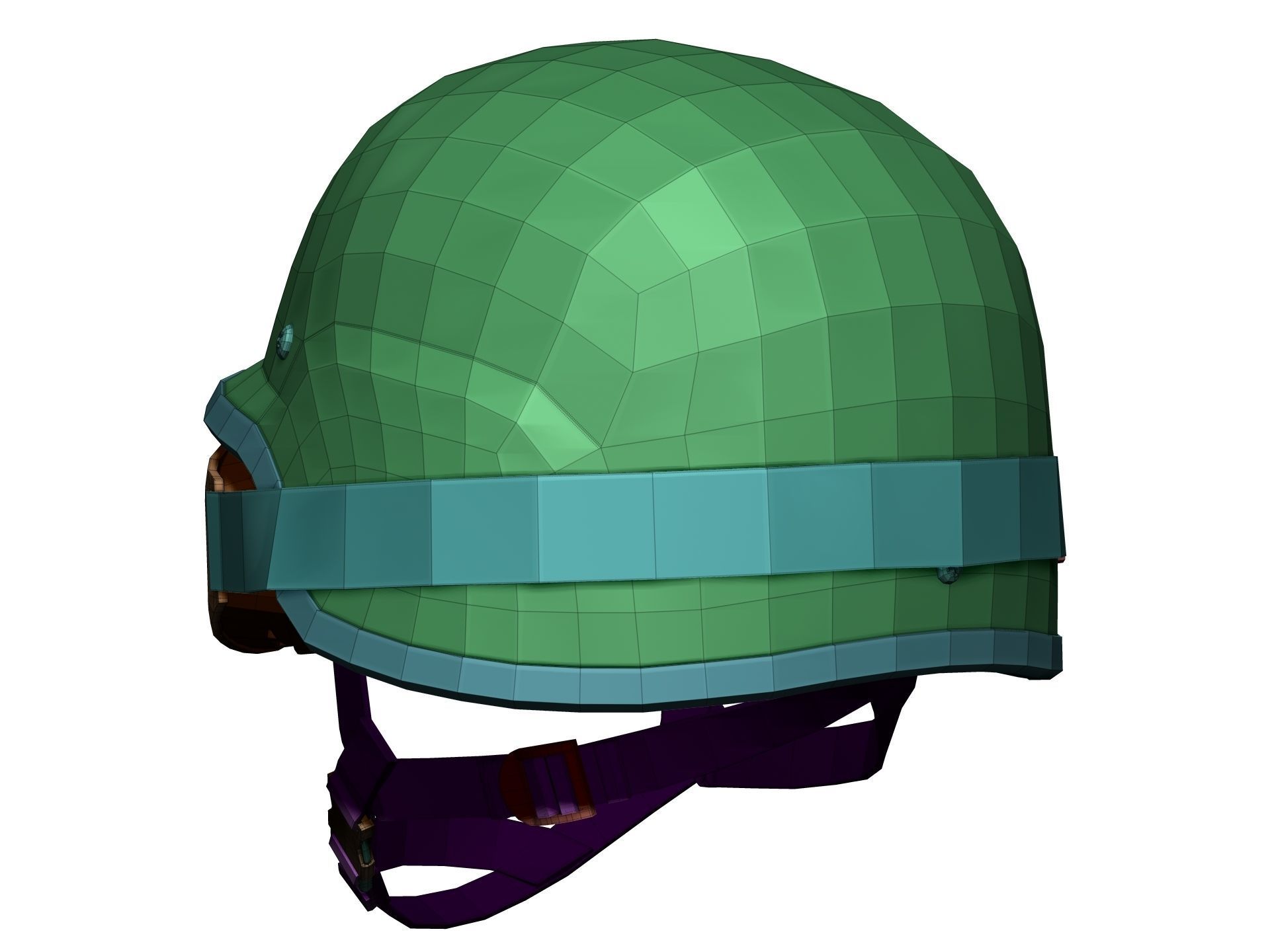 Police Helmet and Glasses - Low Poly and High Poly 3D model_30