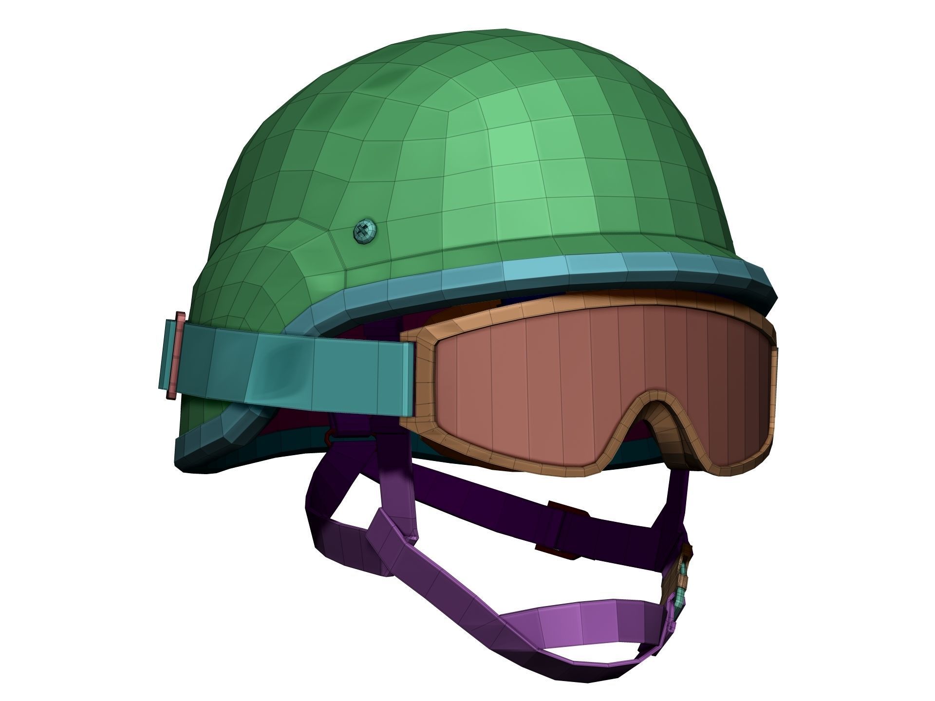 Police Helmet and Glasses - Low Poly and High Poly 3D model_29