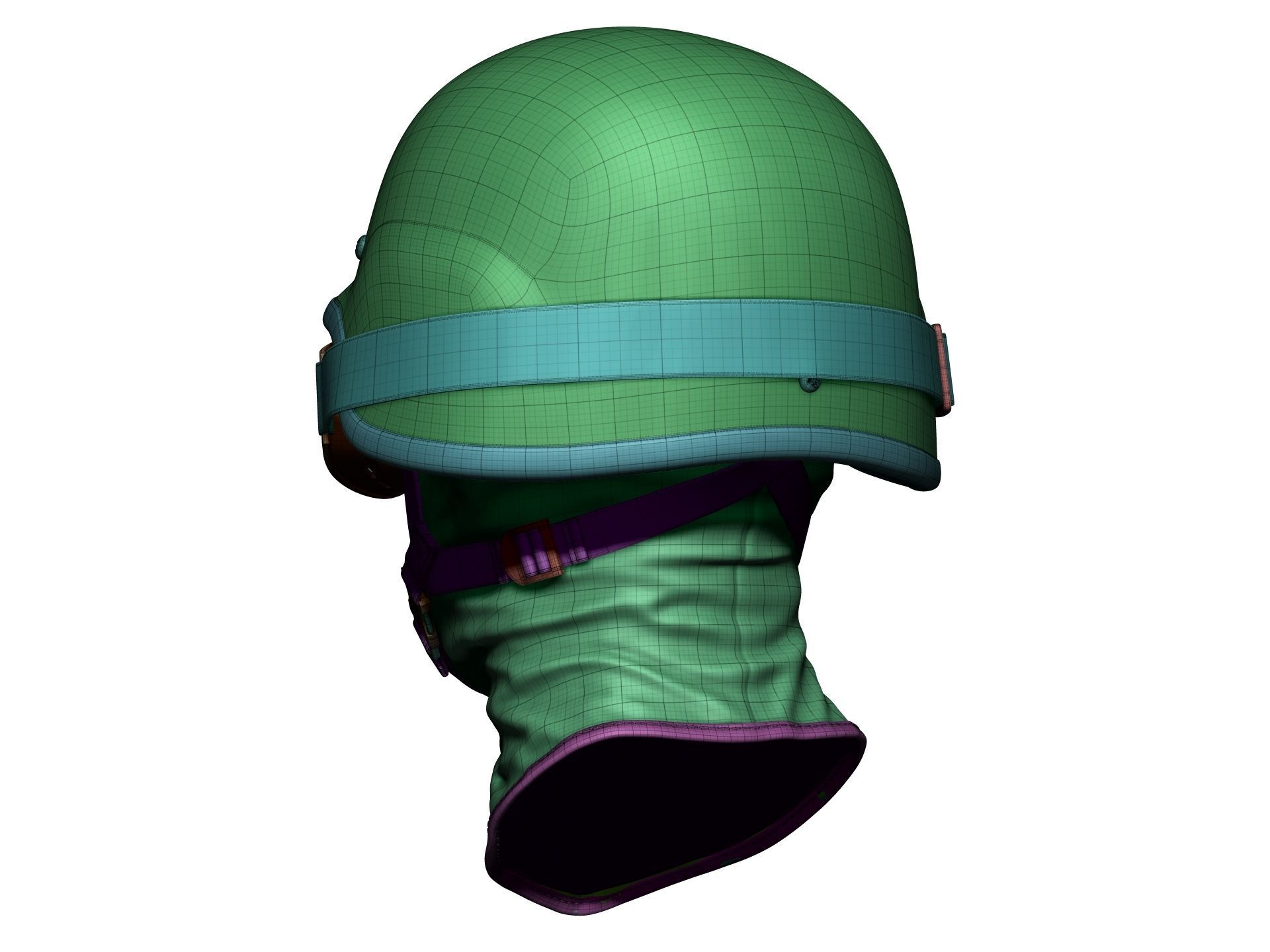 Police Helmet and Glasses - Low Poly and High Poly 3D model_21