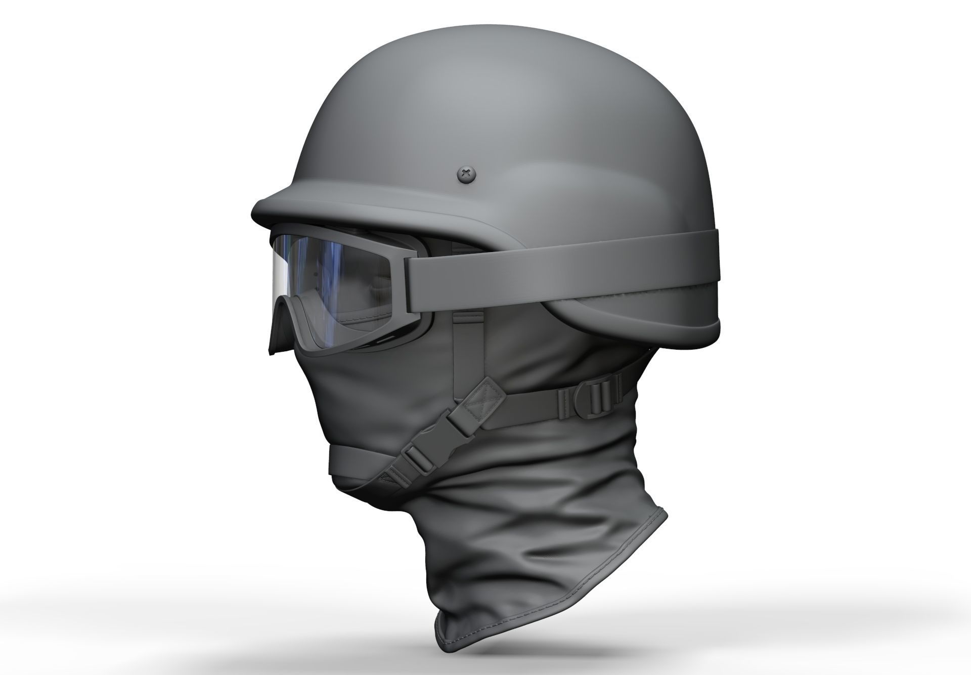 Police Helmet and Glasses - Low Poly and High Poly 3D model_2
