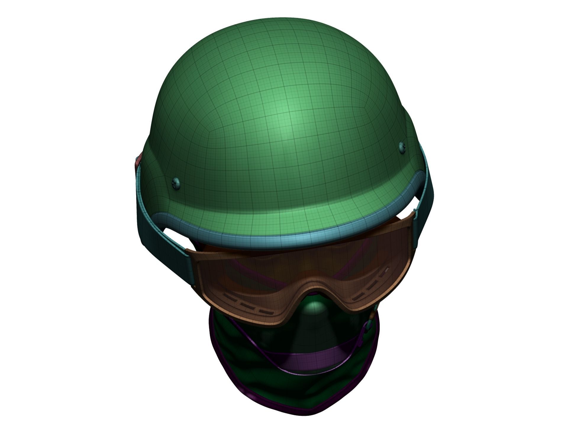 Police Helmet and Glasses - Low Poly and High Poly 3D model_24