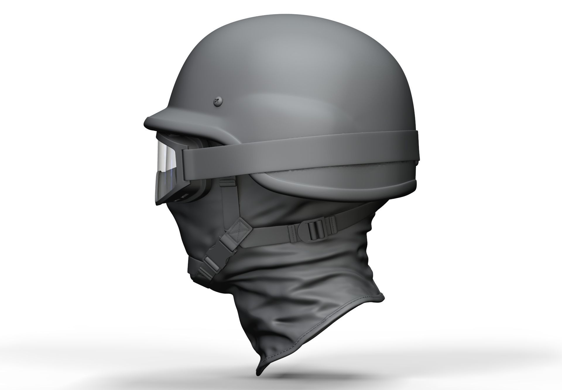 Police Helmet and Glasses - Low Poly and High Poly 3D model_3