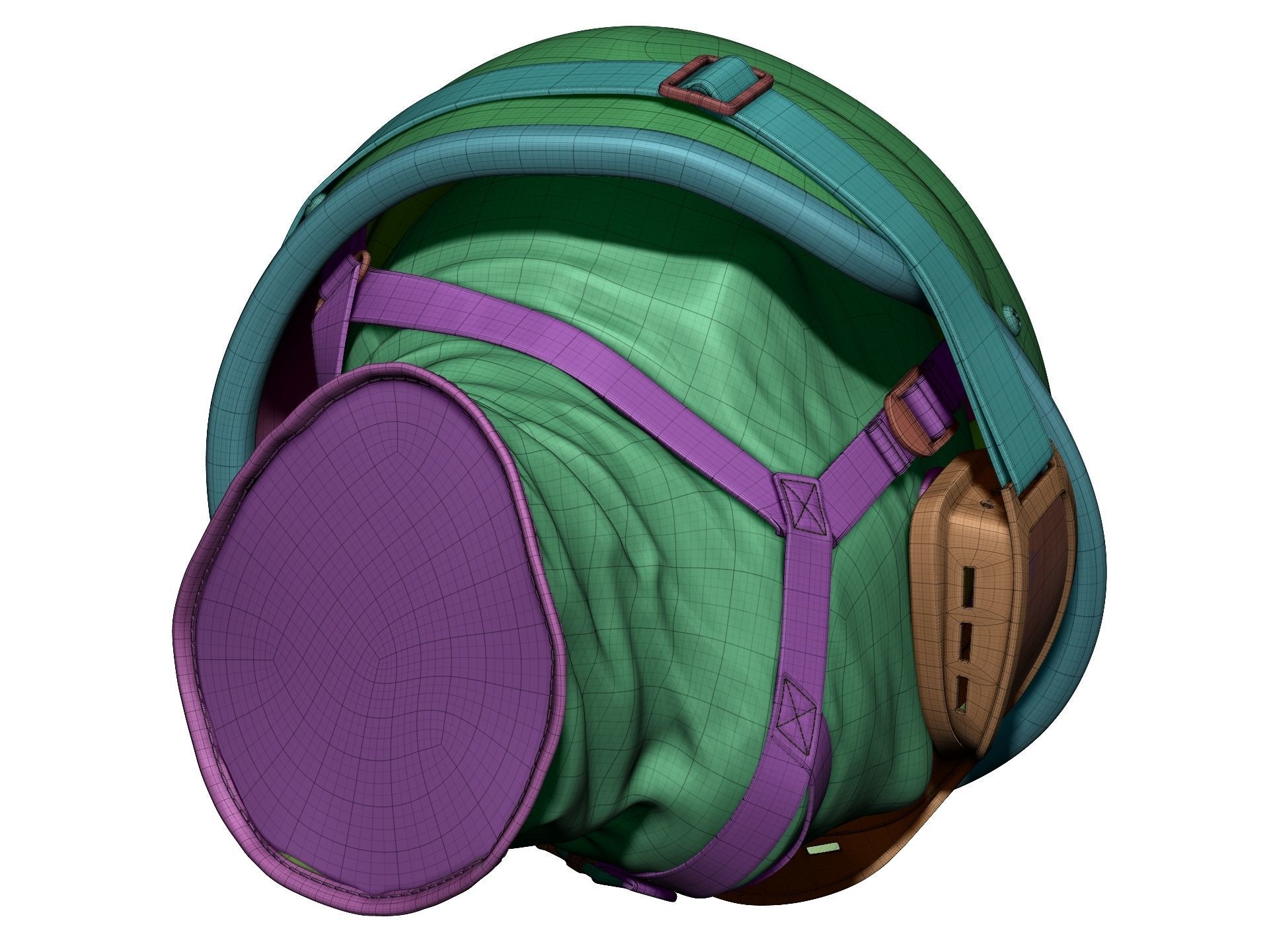 Police Helmet and Glasses - Low Poly and High Poly 3D model_23