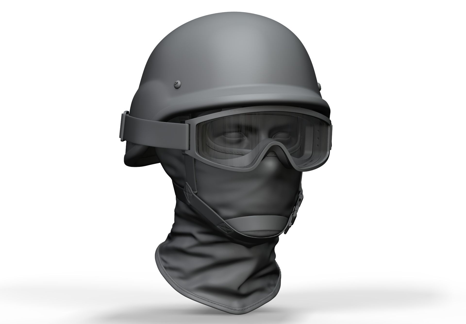 Police Helmet and Glasses - Low Poly and High Poly 3D model_11