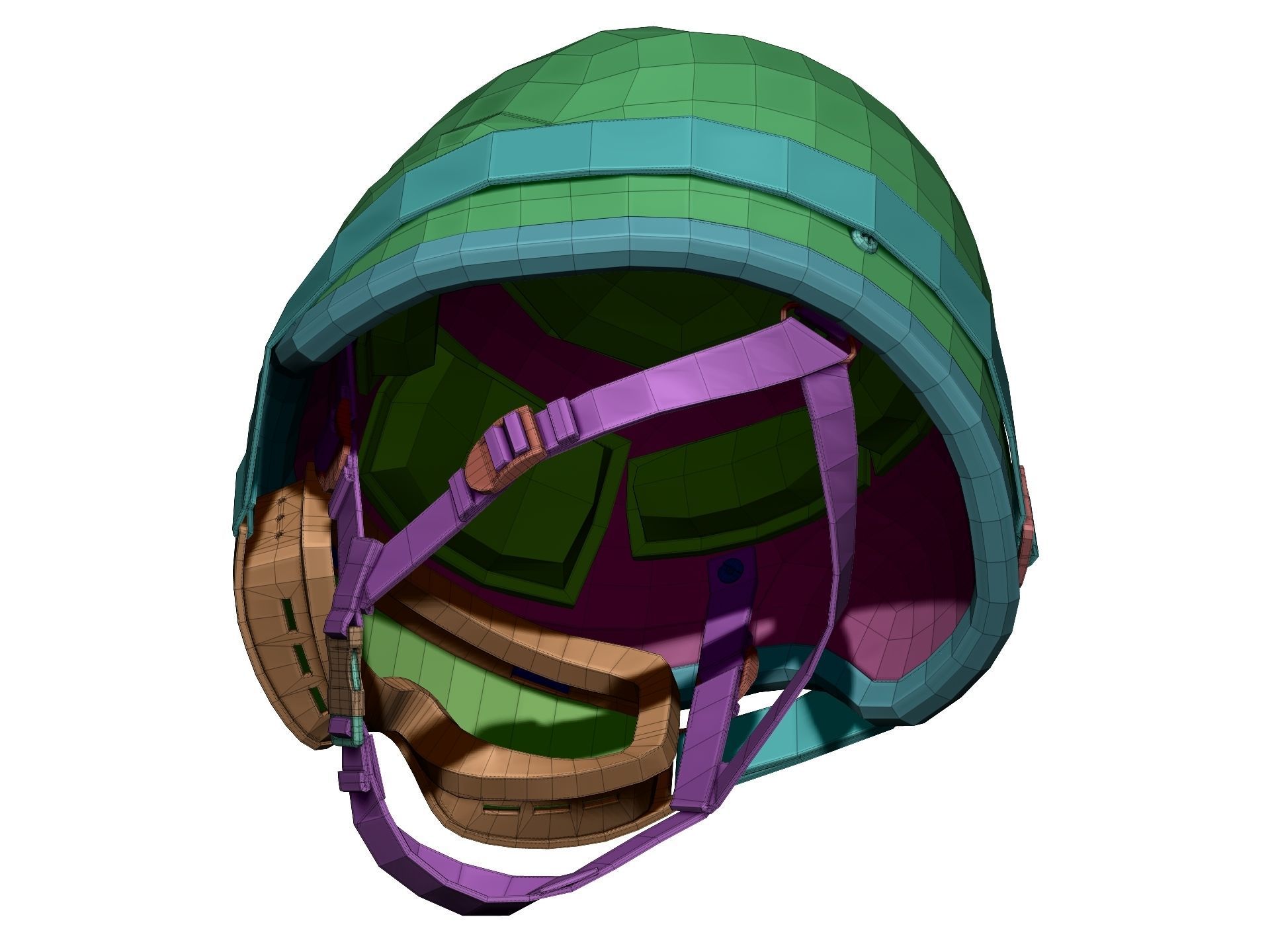 Police Helmet and Glasses - Low Poly and High Poly 3D model_31