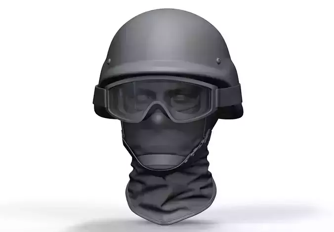 Police Helmet and Glasses - Low Poly and High Poly