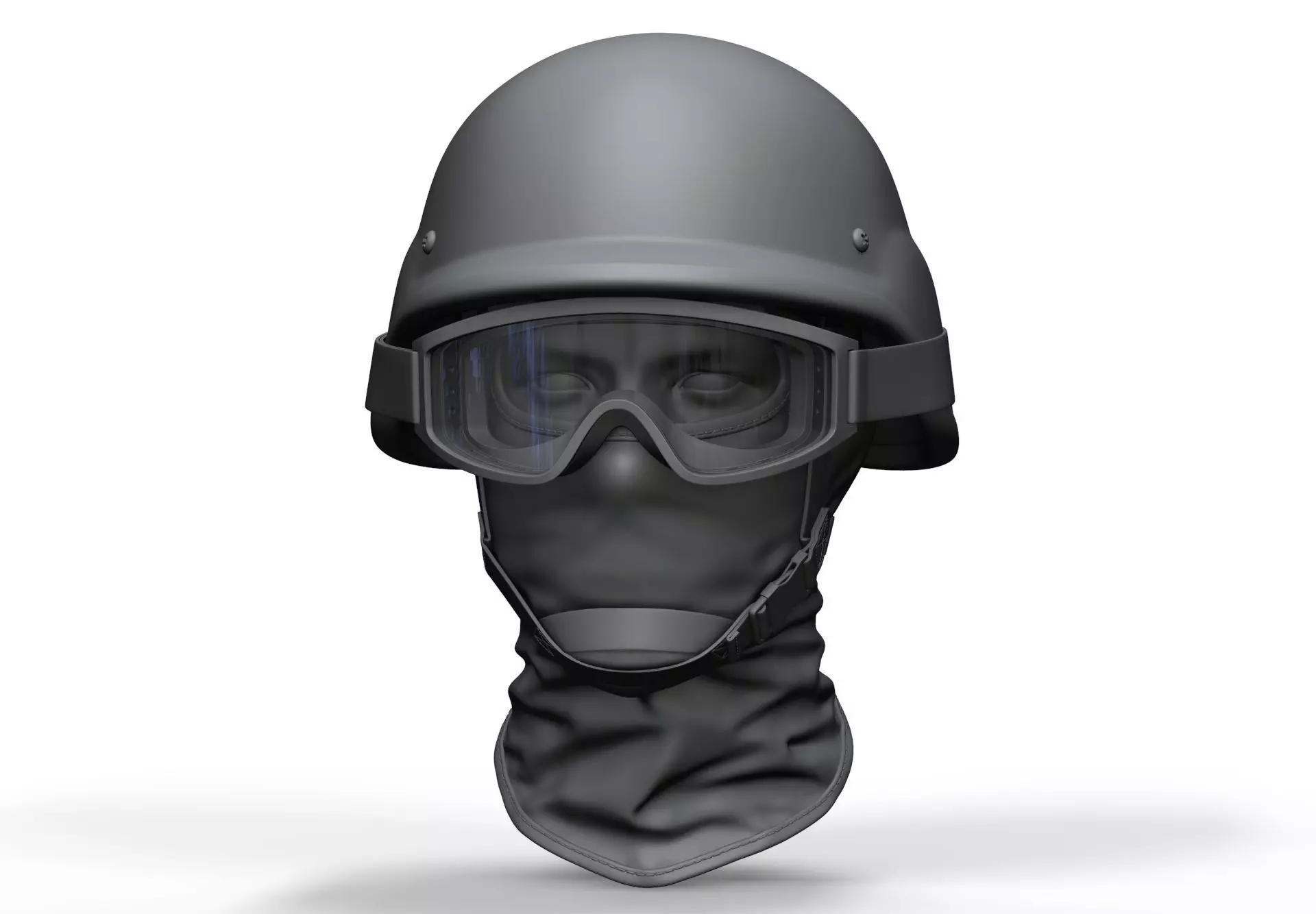 Police Helmet and Glasses - Low Poly and High Poly 3D model_0