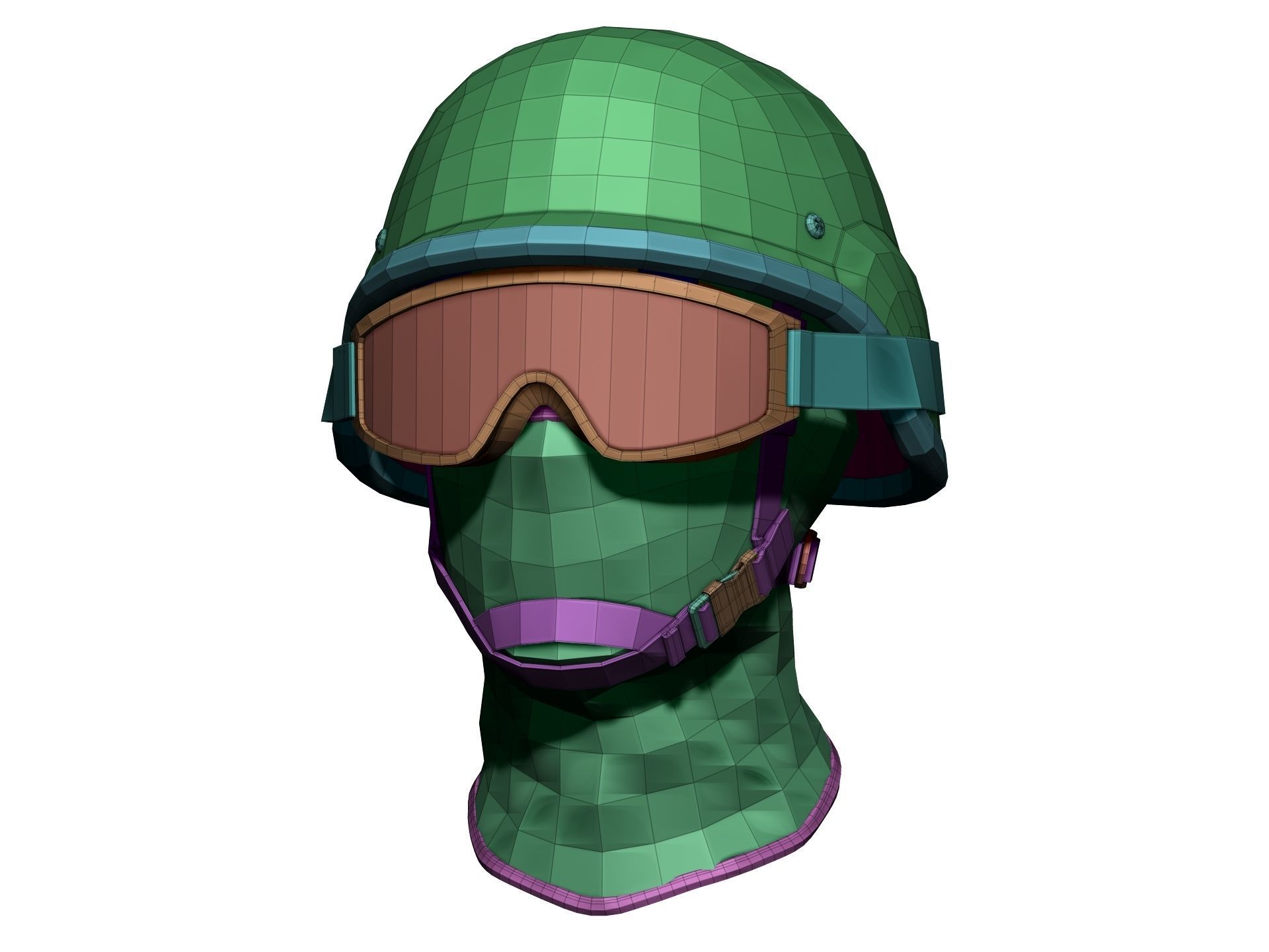 Police Helmet and Glasses - Low Poly and High Poly 3D model_33