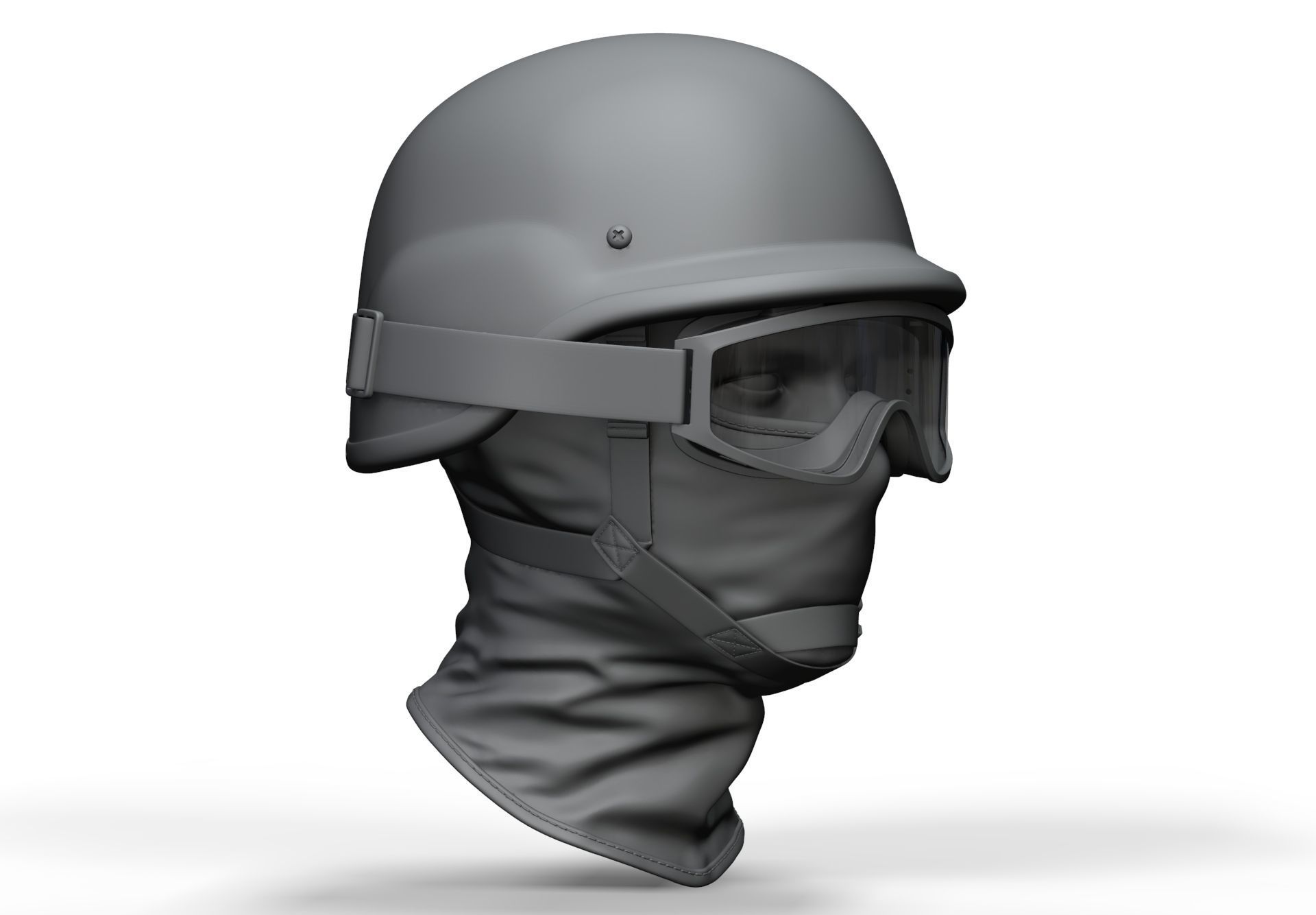 Police Helmet and Glasses - Low Poly and High Poly 3D model_10