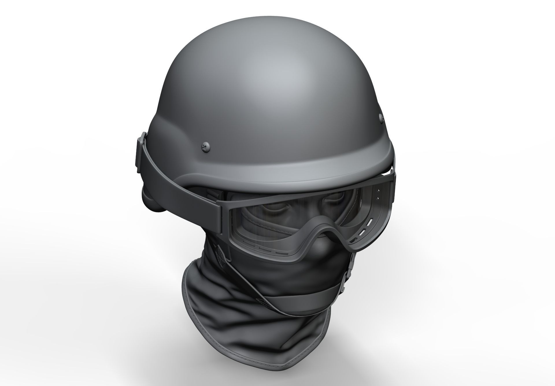 Police Helmet and Glasses - Low Poly and High Poly 3D model_17