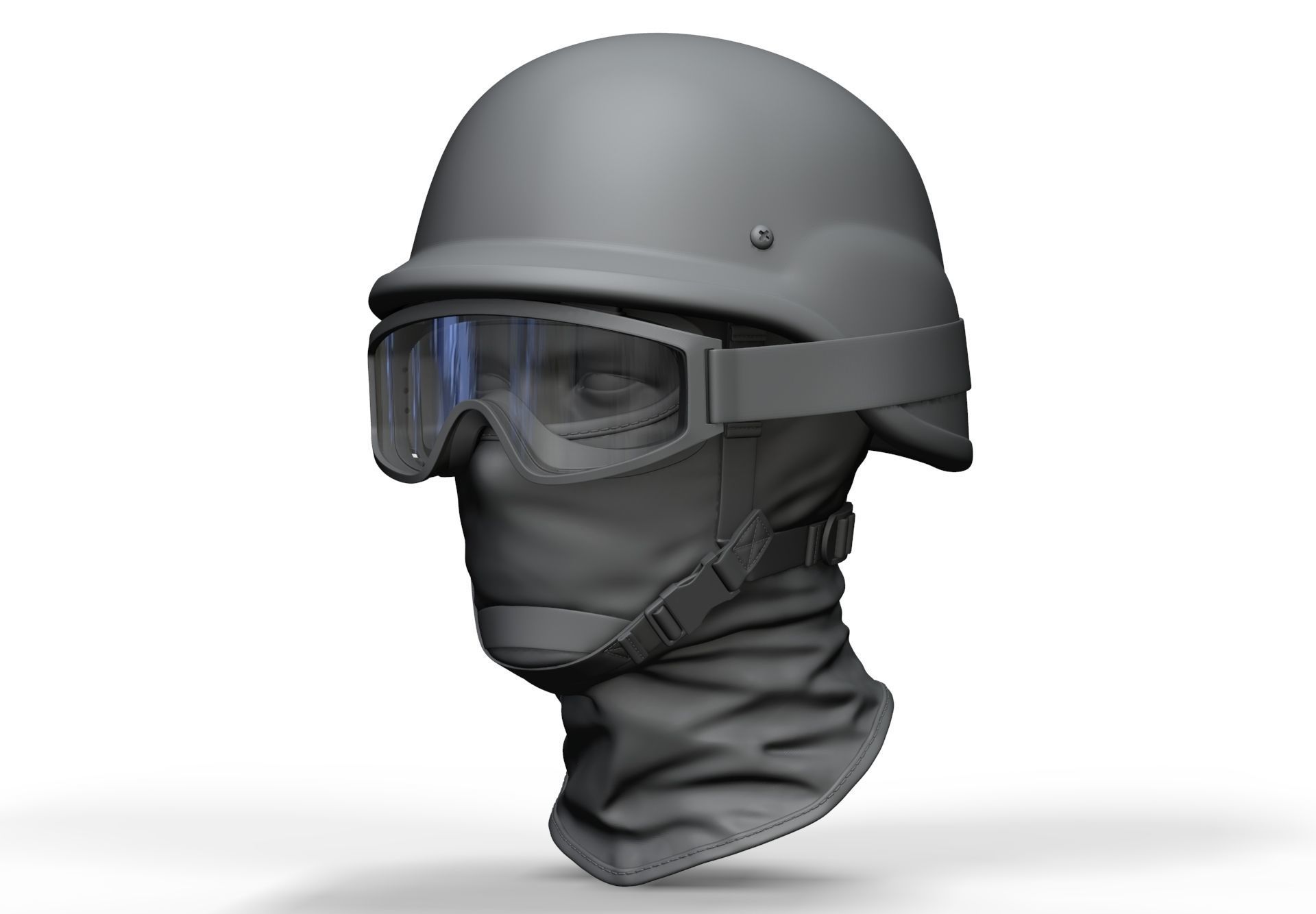 Police Helmet and Glasses - Low Poly and High Poly 3D model_1