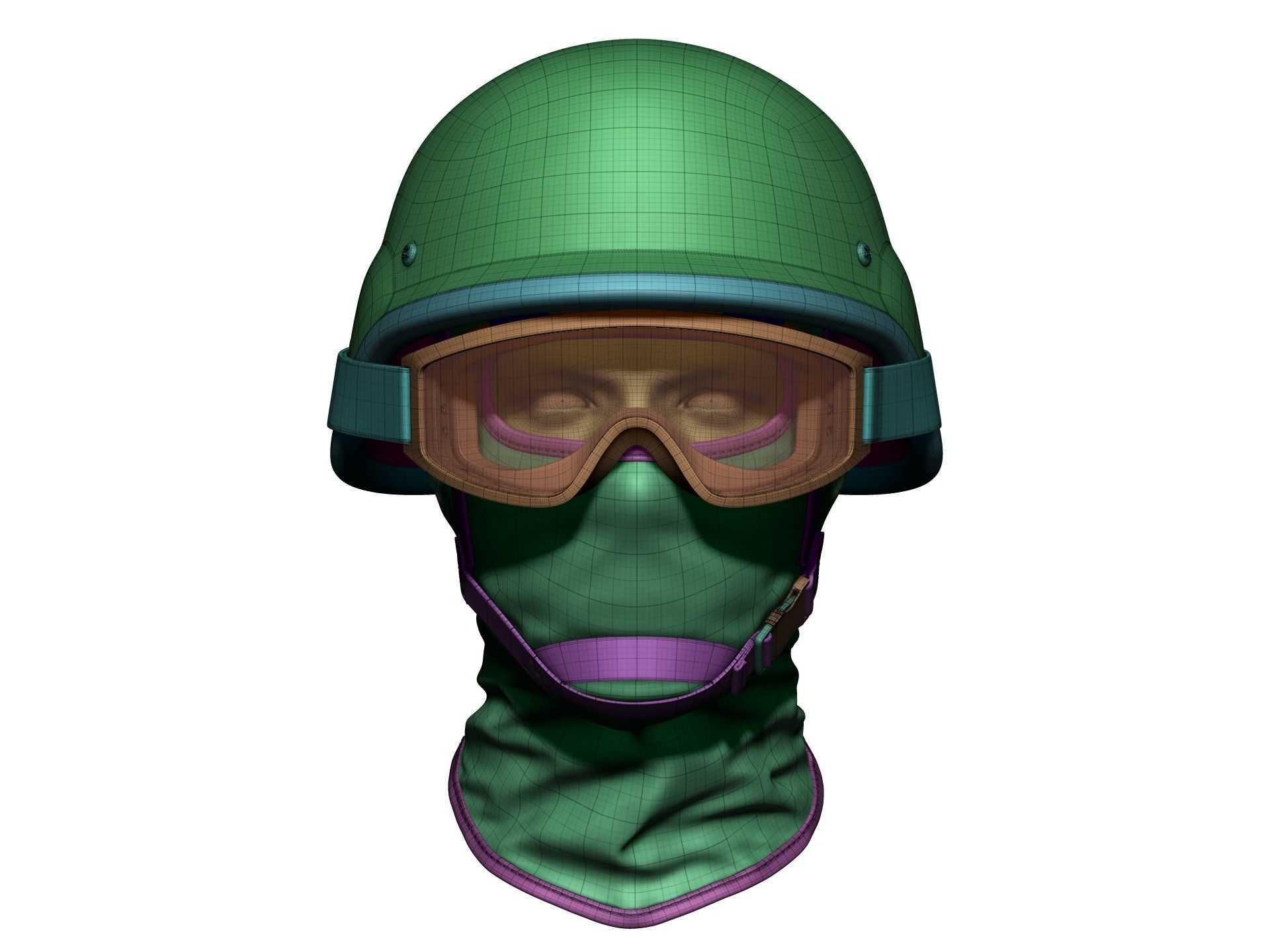 Police Helmet and Glasses - Low Poly and High Poly 3D model_18