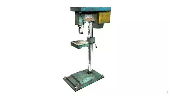 Old drill press industrial machine tool da1 Low-poly 3D model