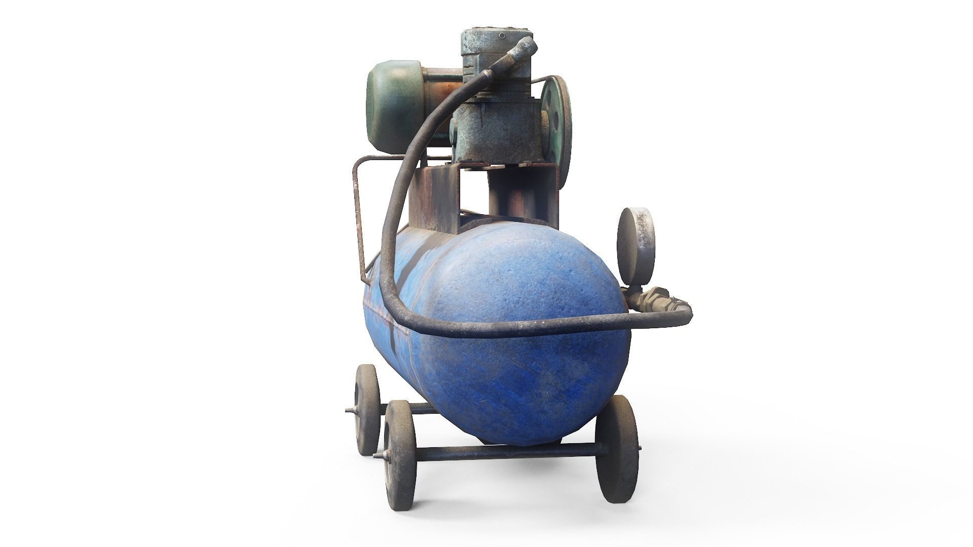 Air compressor DIY tool 6 colors old used handmade da1 Low-poly 3D model_12