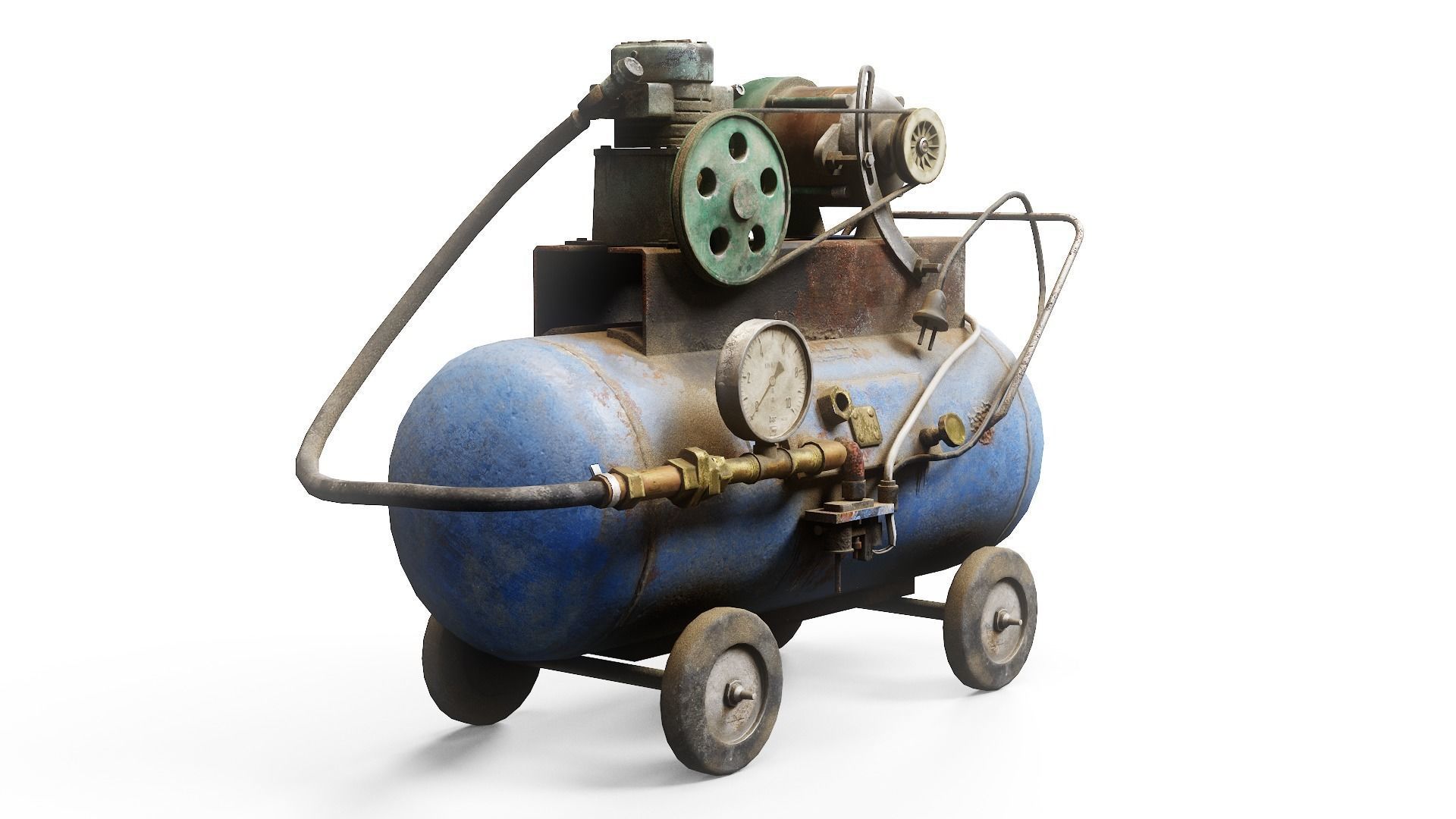 Air compressor DIY tool 6 colors old used handmade da1 Low-poly 3D model_10