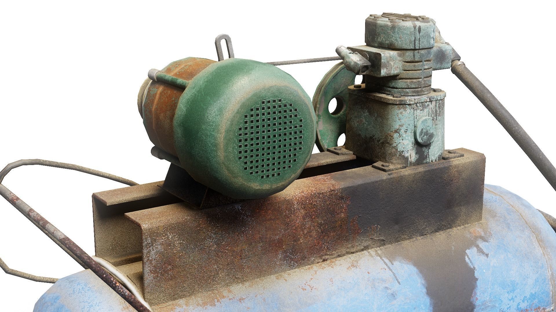 Air compressor DIY tool 6 colors old used handmade da1 Low-poly 3D model_24