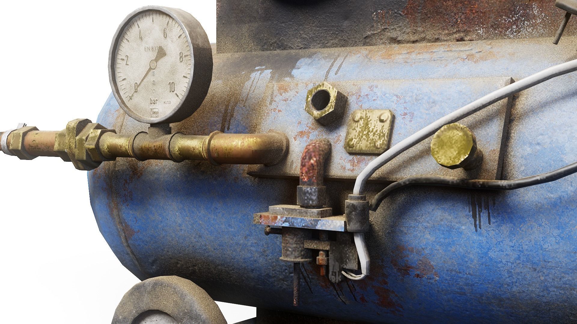 Air compressor DIY tool 6 colors old used handmade da1 Low-poly 3D model_28