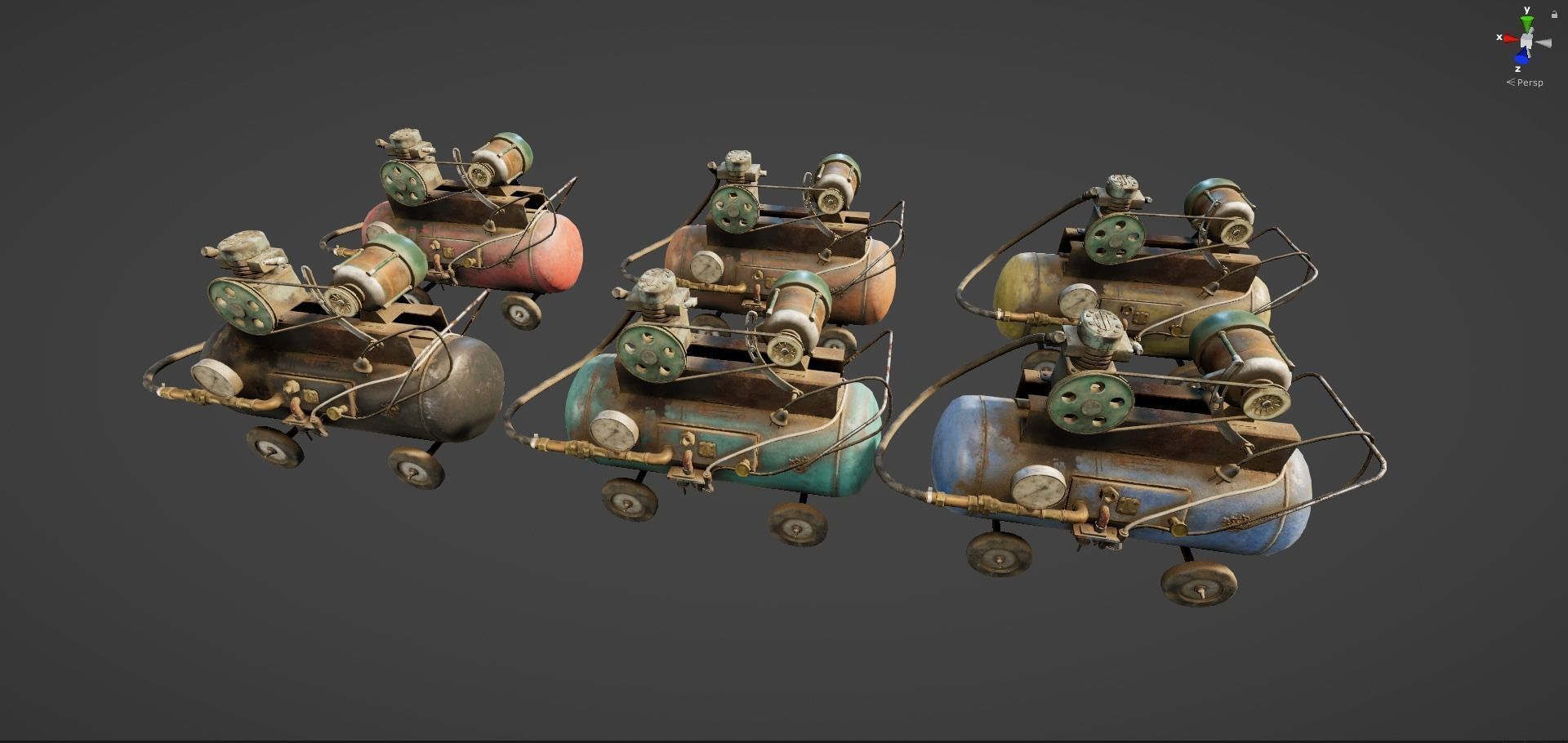 Air compressor DIY tool 6 colors old used handmade da1 Low-poly 3D model_32