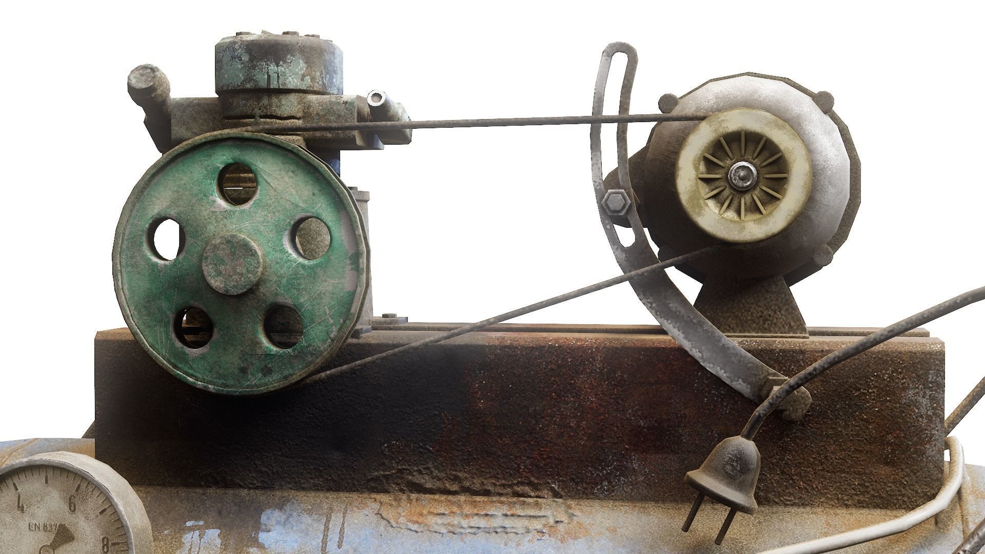 Air compressor DIY tool 6 colors old used handmade da1 Low-poly 3D model_22