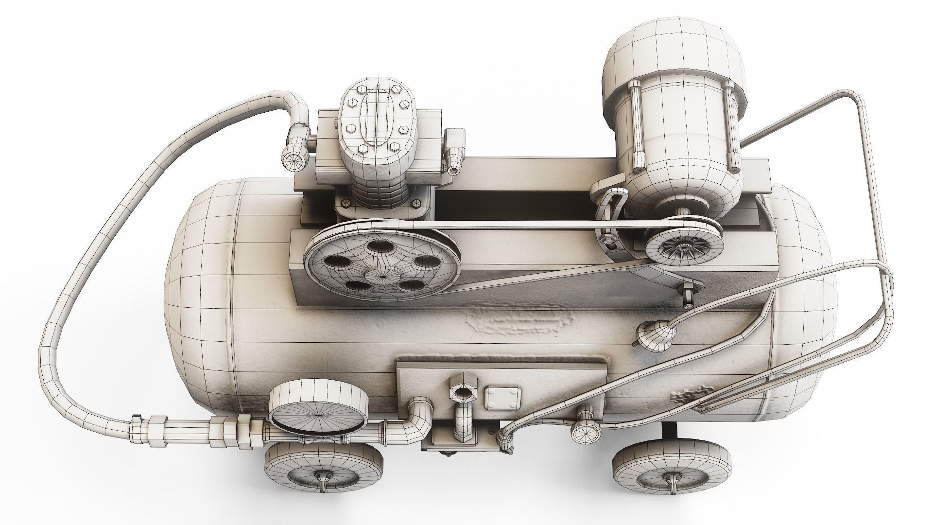 Air compressor DIY tool 6 colors old used handmade da1 Low-poly 3D model_19