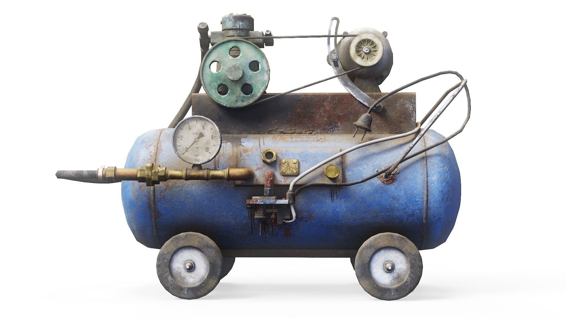 Air compressor DIY tool 6 colors old used handmade da1 Low-poly 3D model_18