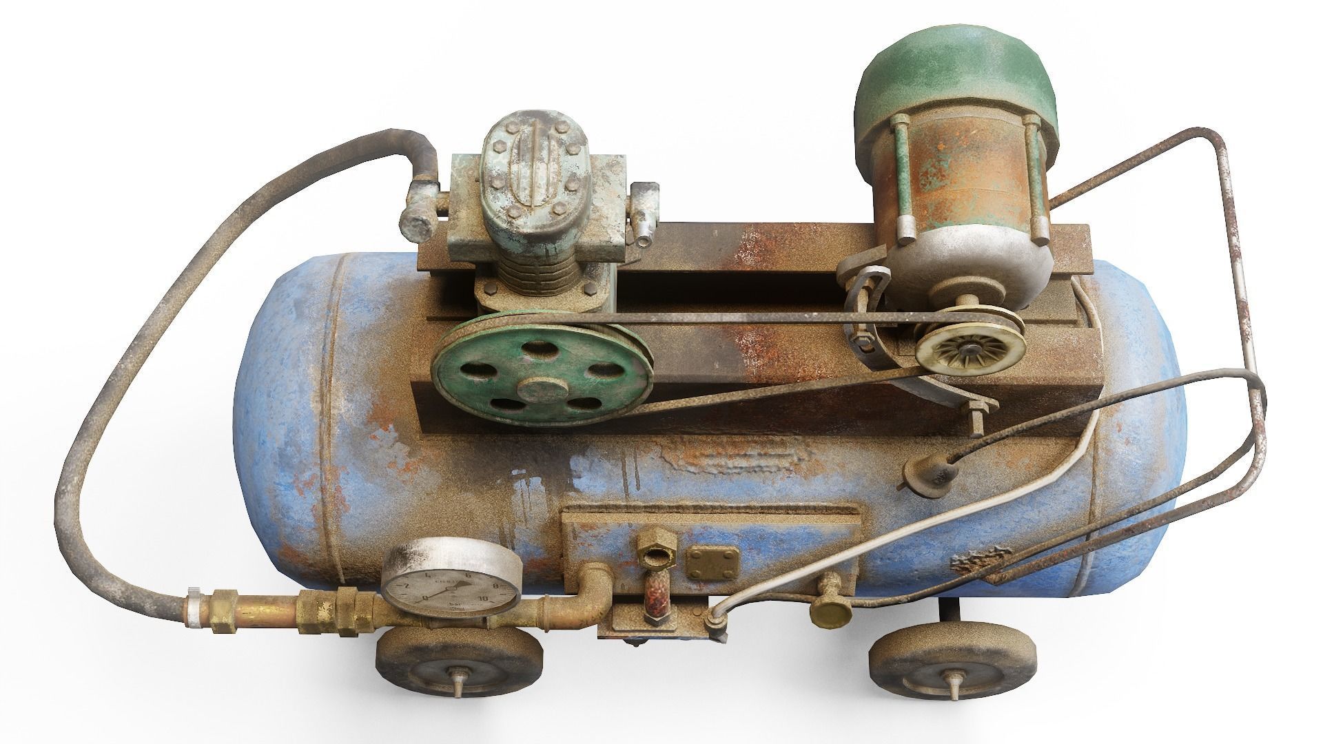 Air compressor DIY tool 6 colors old used handmade da1 Low-poly 3D model_20