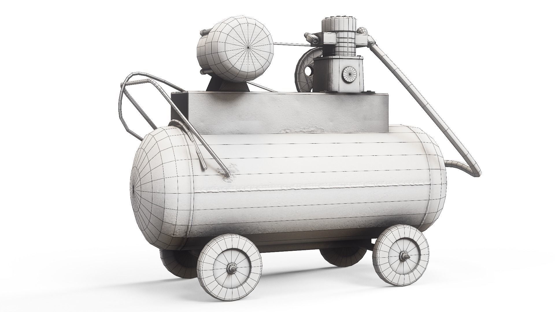 Air compressor DIY tool 6 colors old used handmade da1 Low-poly 3D model_15