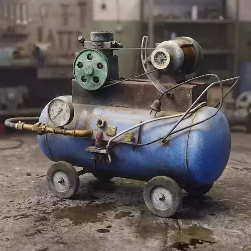 Air compressor DIY 6 colors old used handmade Game ready PBR da1