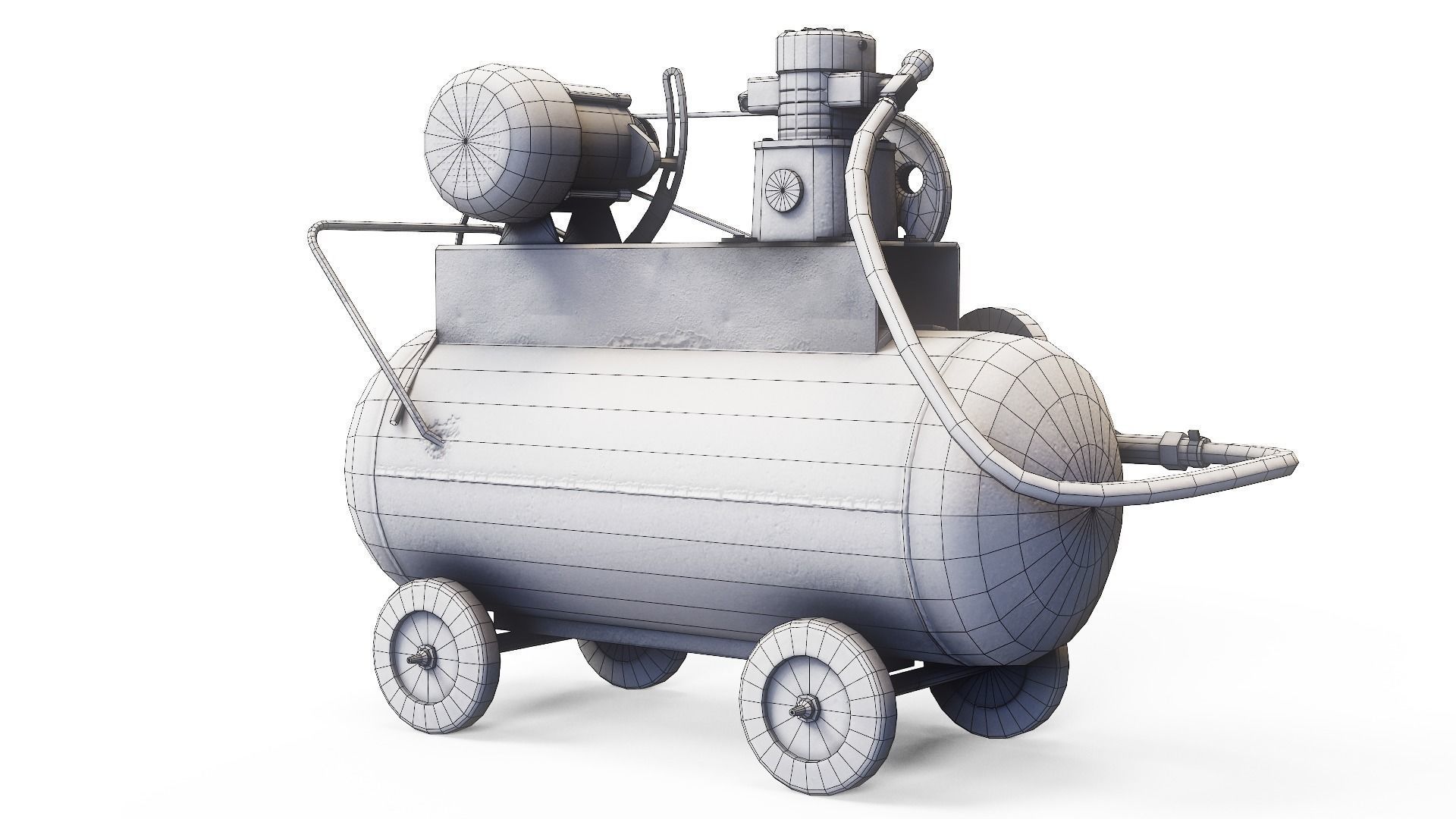 Air compressor DIY tool 6 colors old used handmade da1 Low-poly 3D model_13