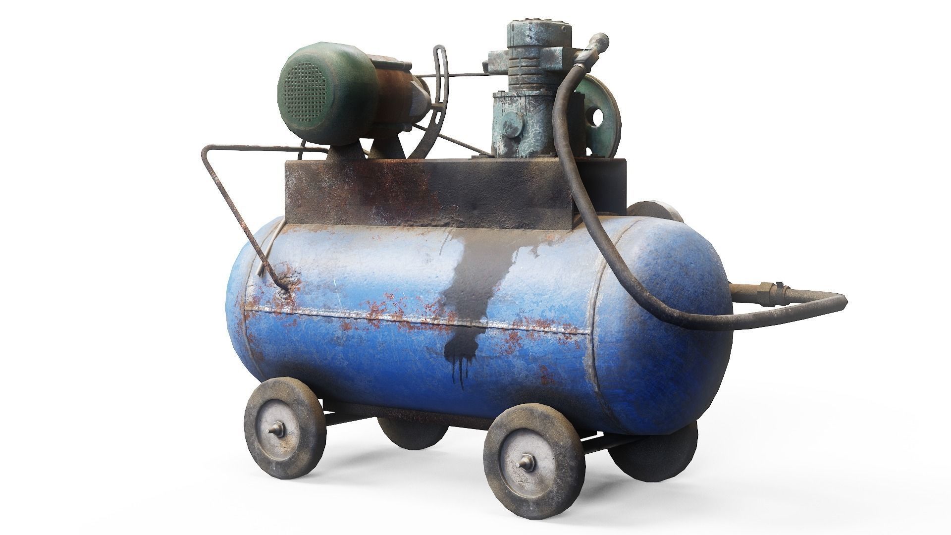 Air compressor DIY tool 6 colors old used handmade da1 Low-poly 3D model_14