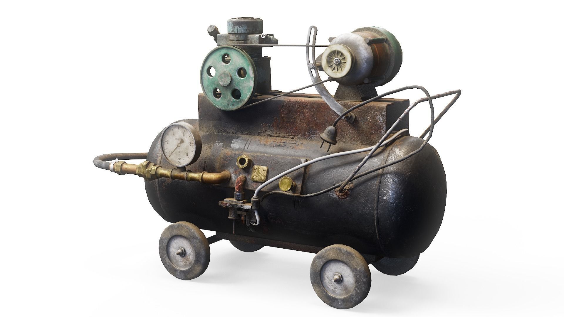 Air compressor DIY tool 6 colors old used handmade da1 Low-poly 3D model_4