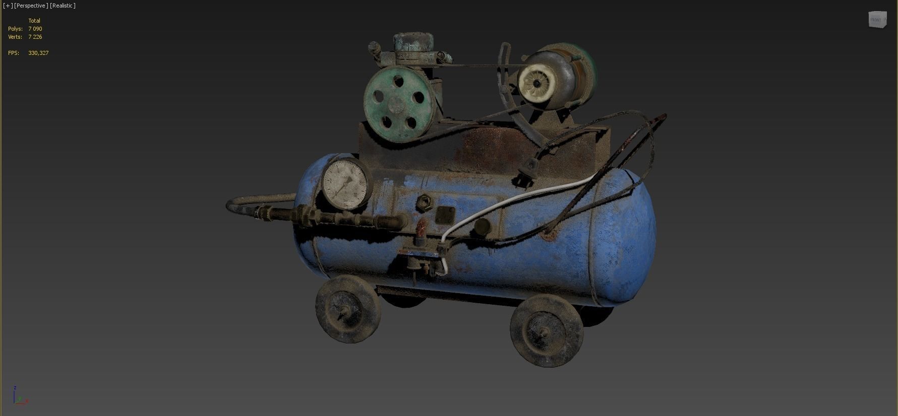 Air compressor DIY tool 6 colors old used handmade da1 Low-poly 3D model_31