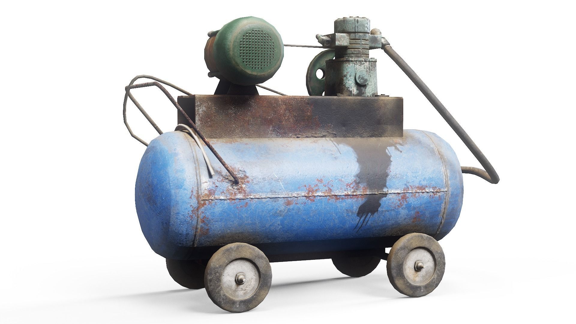 Air compressor DIY tool 6 colors old used handmade da1 Low-poly 3D model_16