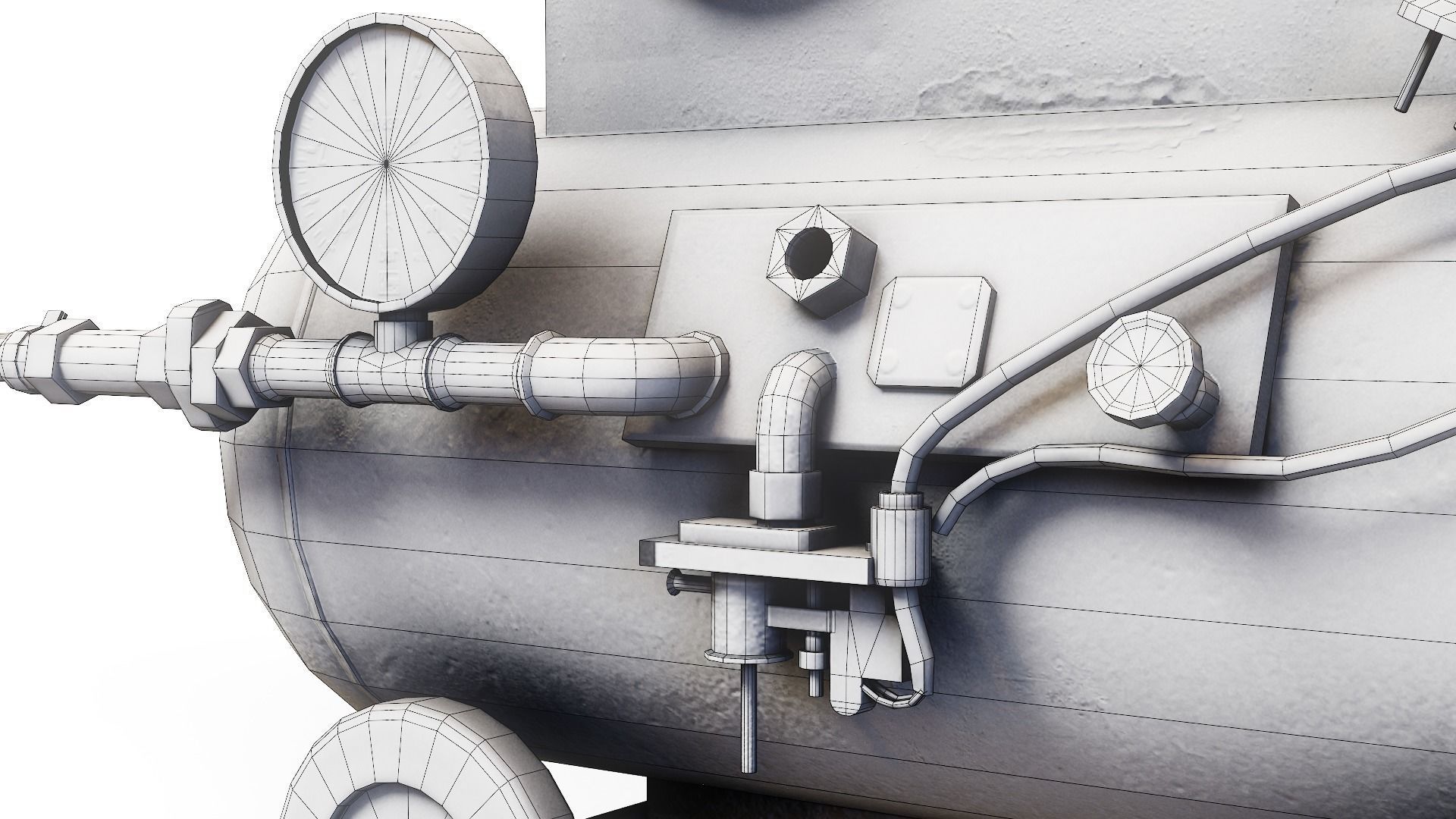 Air compressor DIY tool 6 colors old used handmade da1 Low-poly 3D model_27