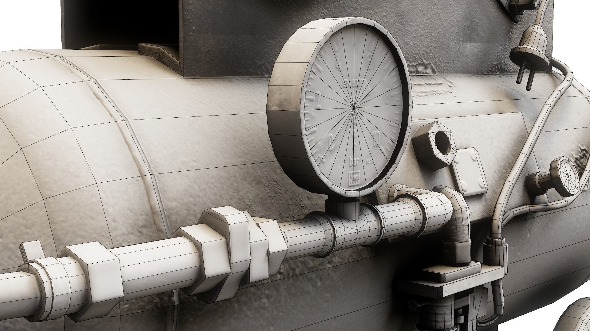 Air compressor DIY tool 6 colors old used handmade da1 Low-poly 3D model_25