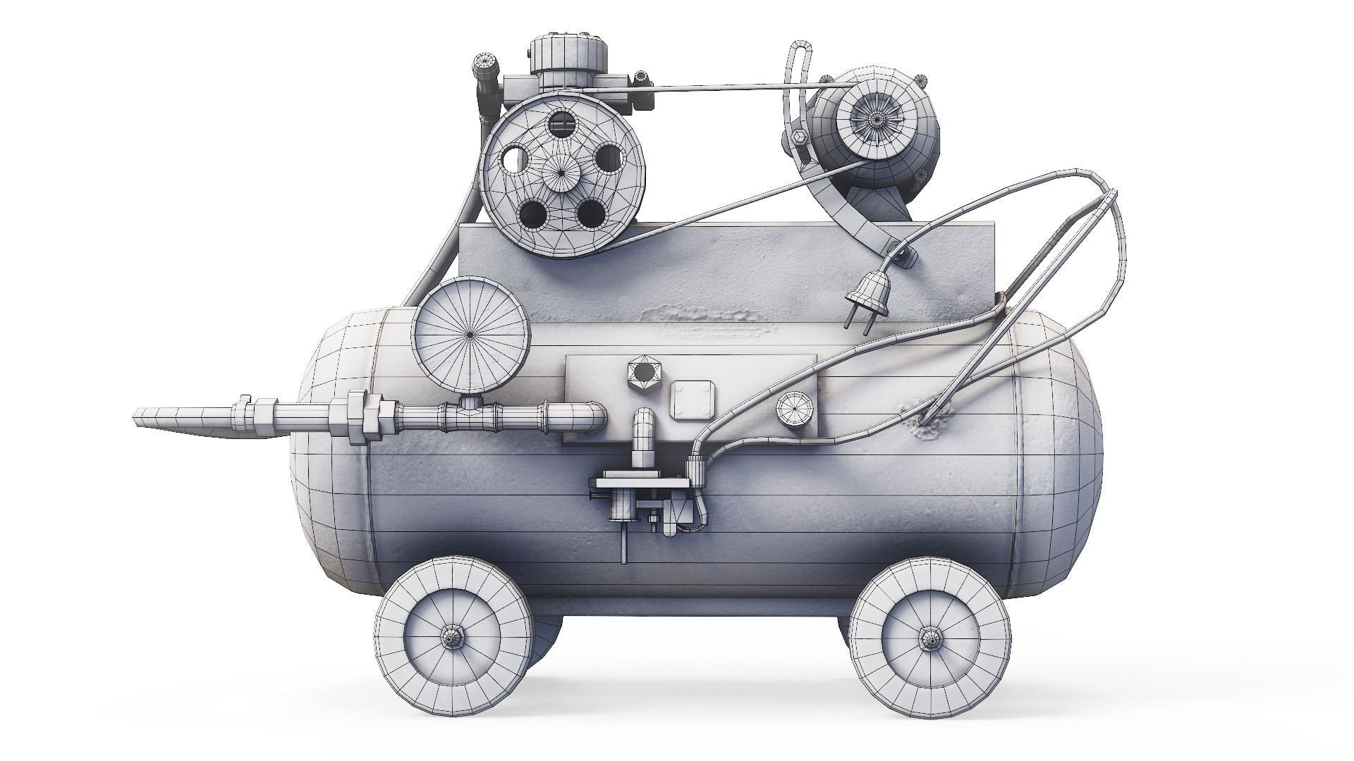 Air compressor DIY tool 6 colors old used handmade da1 Low-poly 3D model_17