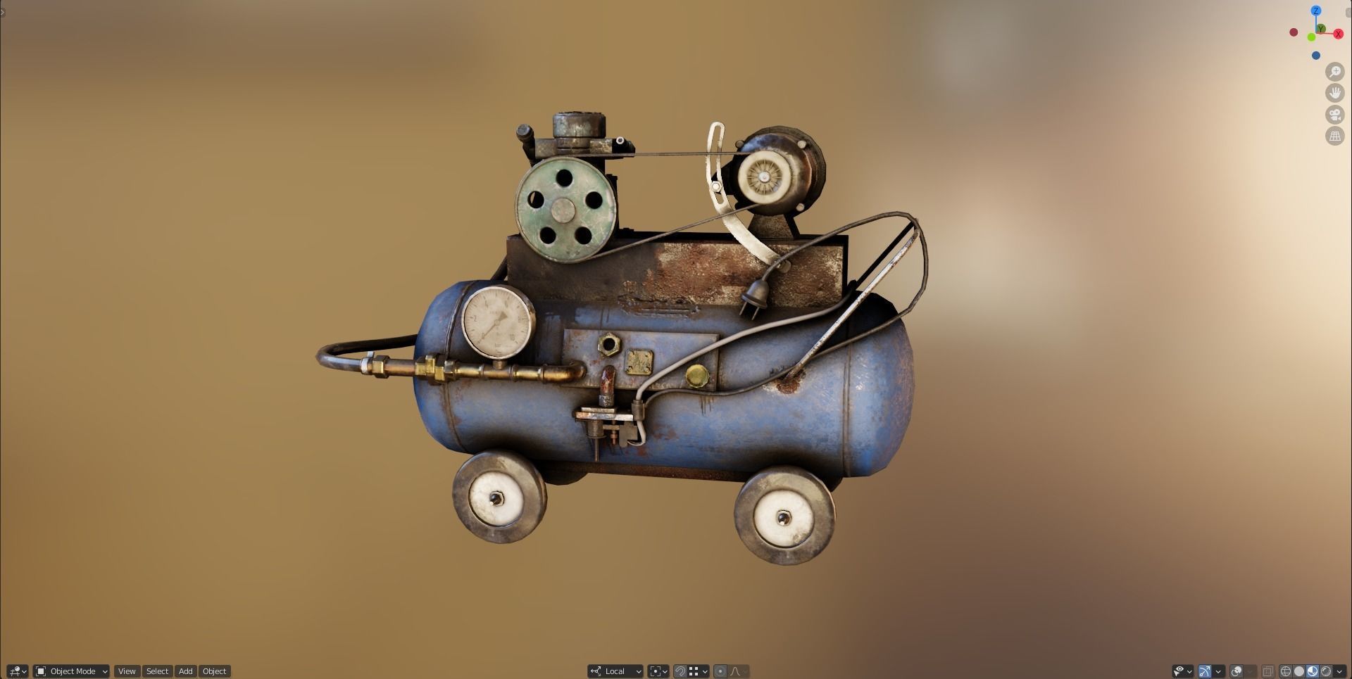 Air compressor DIY tool 6 colors old used handmade da1 Low-poly 3D model_38