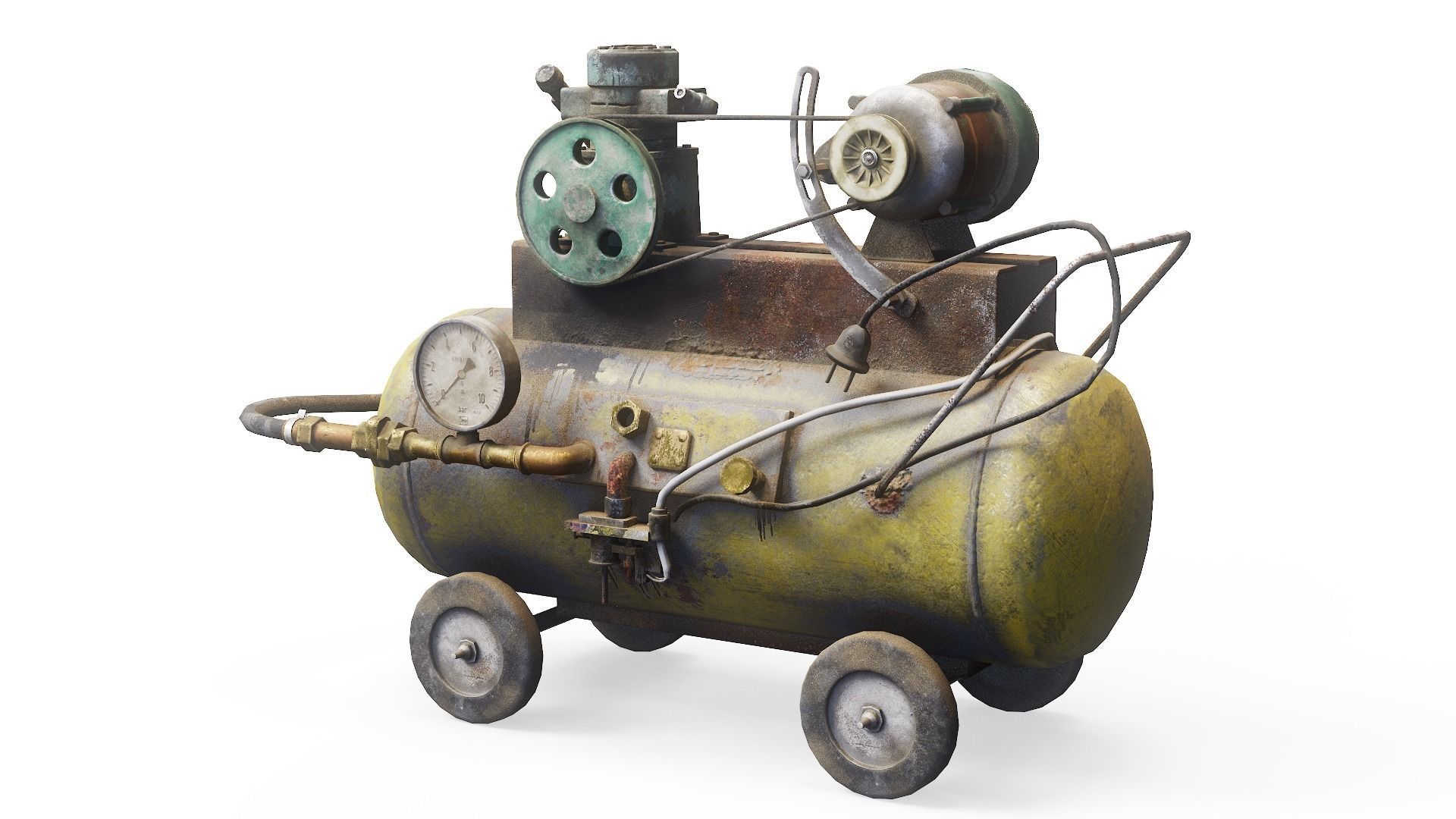 Air compressor DIY tool 6 colors old used handmade da1 Low-poly 3D model_6