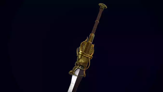 Golden Dragon Sword Low-poly 3D model