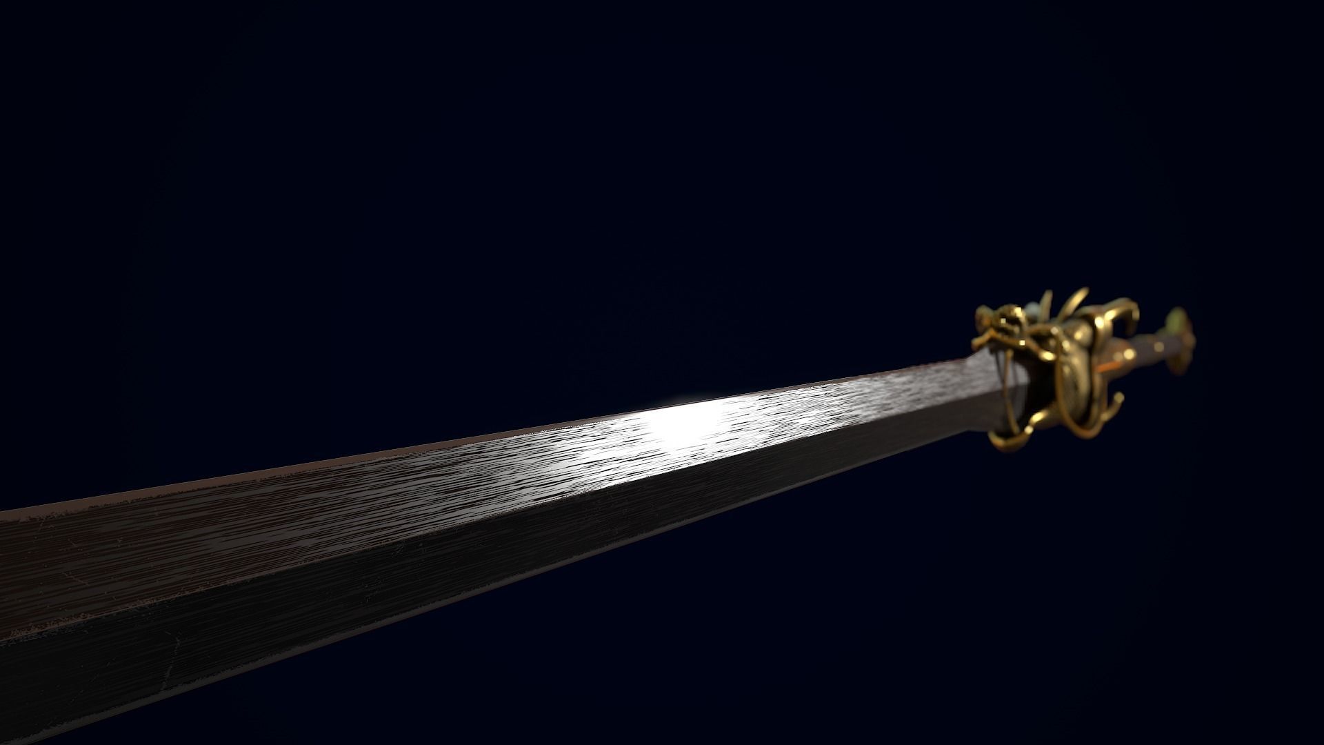 Golden Dragon Sword Low-poly 3D model_5
