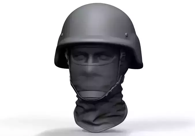 Police Helmet and Balaclava - Low Poly and High Poly