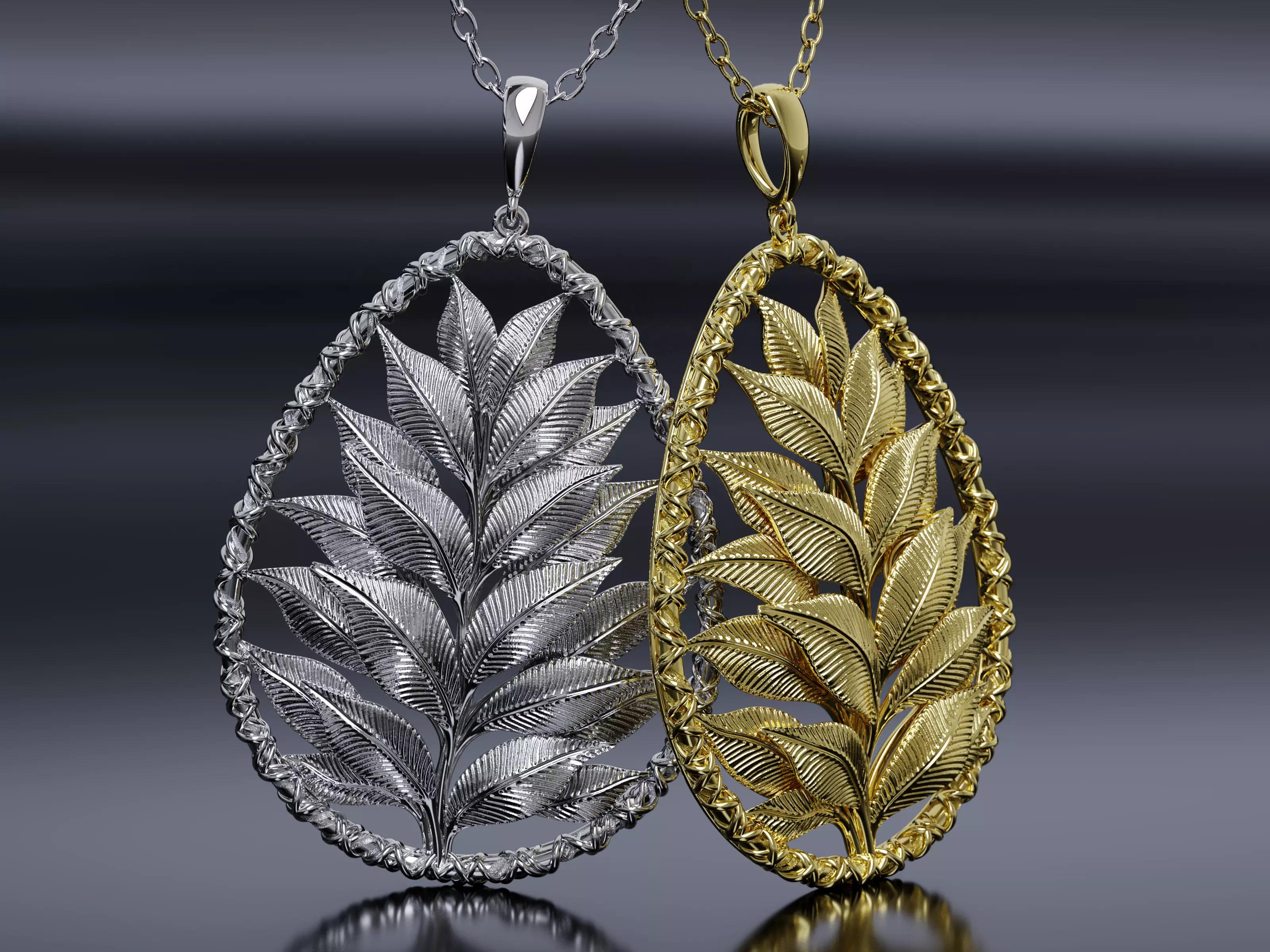 Pendant with Leaves surrounded by a ring 3D print model