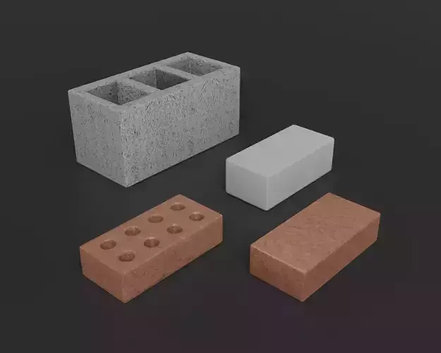 Brick modular kit Lowpoly pack of bricks blocks low-poly Free low-poly 3D model