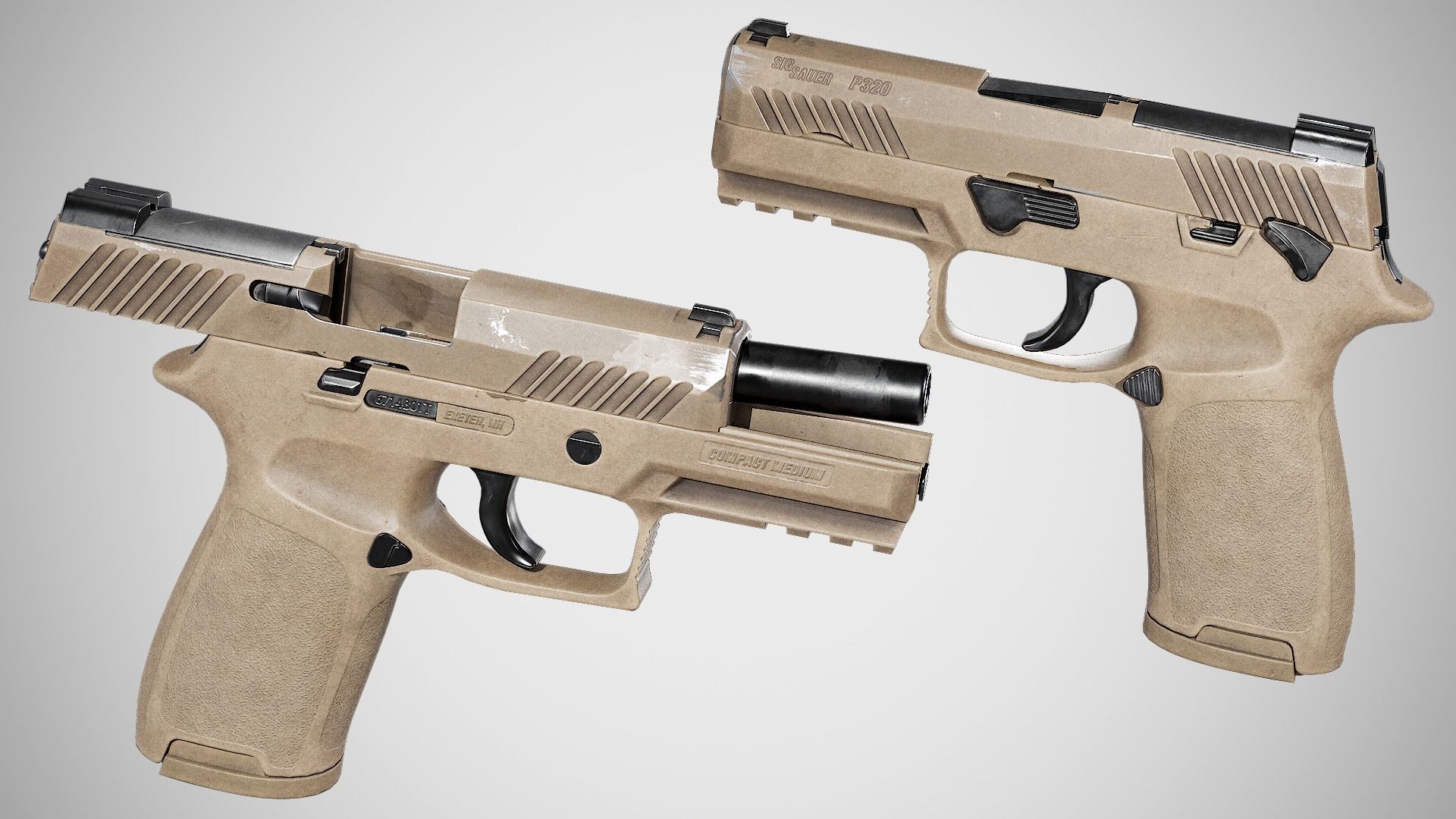 Sig Sauer P320 Low-poly 3D model_3
